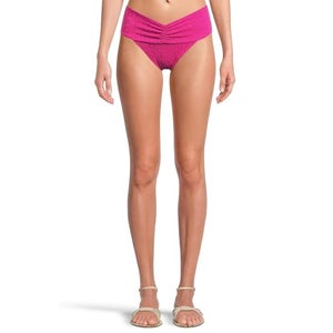 L*Space Bardot Bikini Bottom Women's XS Berry Stretch Ruched High Rise JDM2534