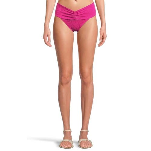 L*Space Bardot Bikini Bottom Women's XS Berry Stretch Ruched High Rise JDM2534