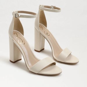 Sam Edelman Yaro E85111B103 Sandal Women 11 Ivory Ankle Strap Block Heel RHS7599