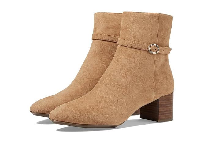 Anne Klein Kaci Boots Women's 7.5 Dark Natural Block Heel Ankle Bootie RHS7564