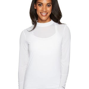 Jamie Sadock Sunsense Mandarin Collar Golf Top Women Small White UPF 30+ DDR2752