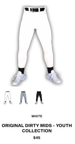 White Unisex Youth Game Pants (New)