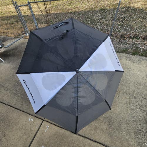 Taylormade Vented Double Canopy Auto Open 64" Golf Umbrella Black Gray White