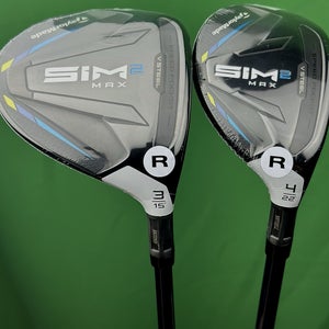 TaylorMade SIM2 Max Fairway Wood, Hybrid Set 3W-15*, 4H-22* Regular Flex NEW!