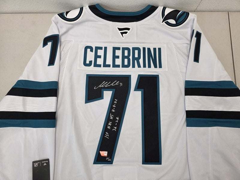 Sharks Macklin Celebrini Signed Auto "1st Hat Trick" LE /25 Jersey Fanatics COA