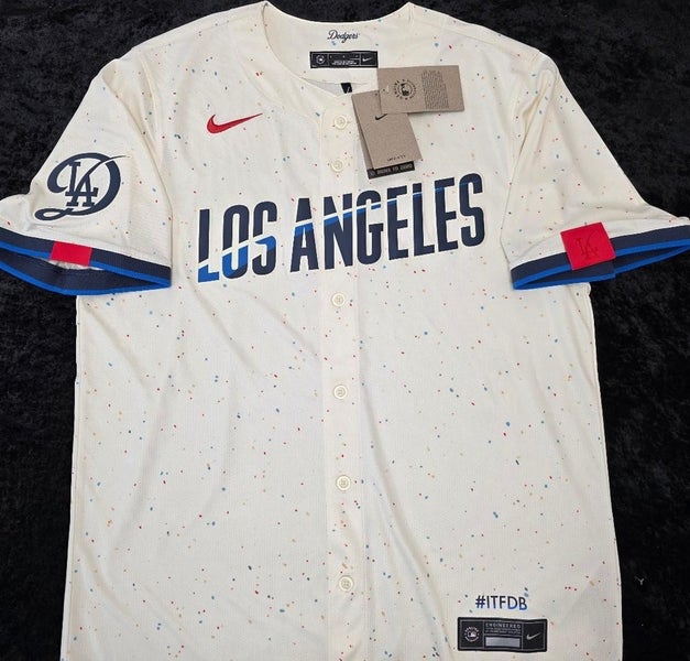 51022 LOS ANGELES DODGERS City Connect 100% Real Baseball JERSEY Ivory NWT