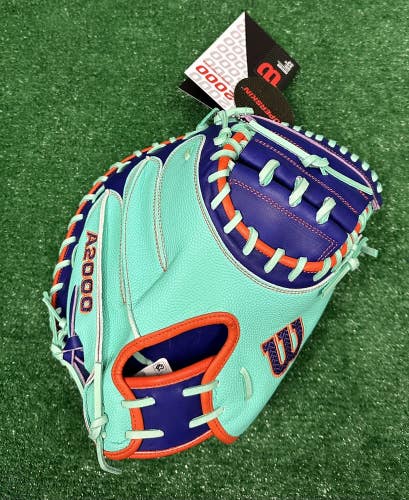Wilson A2000 CM33 33" Baseball Catchers Mitt - Seafoam Mint Purple Orange