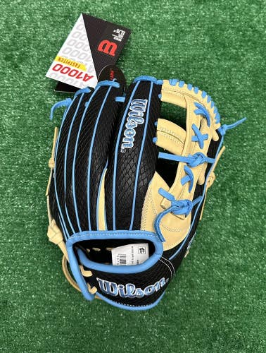 Wilson A1000 11.75" FP75  Infield Fastpitch Softball Glove - Black Sky Blue