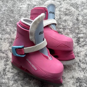 Bauer Lil Angel Girls - Pink Youth Ice Skates SIZE 6/7 (Used)
