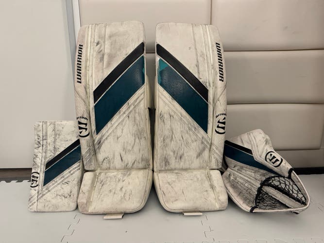 Warrior Ritual G6 E+ Regular Goalie Full Set, 31” Intermediate, White with PadSkinz (Used)