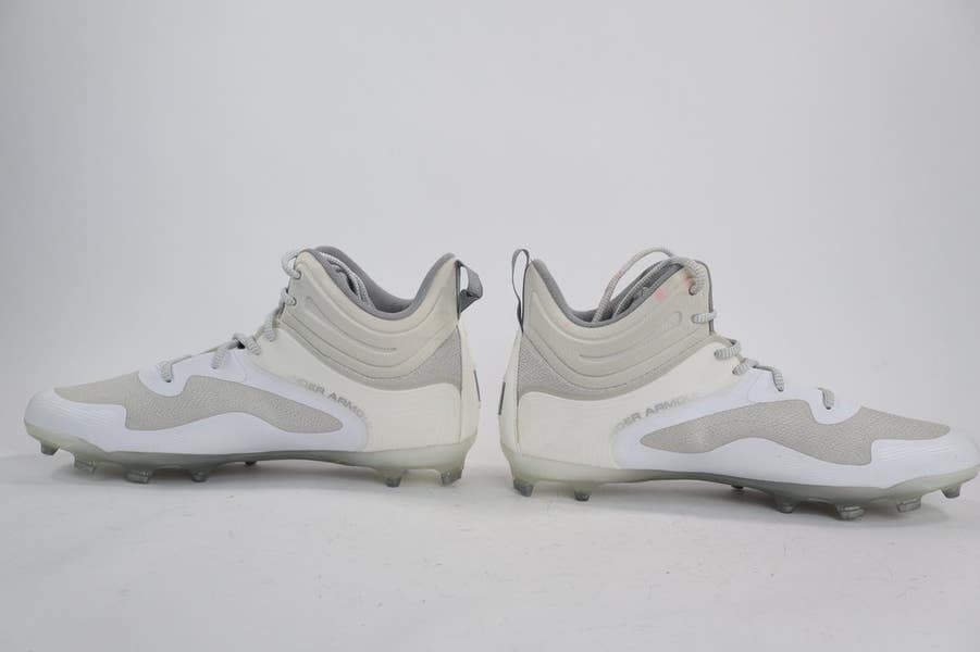 Under Amour Command MC Mid Lacrosse‎ Cleats Men\'s Size 13 3025639-100 White Under Armour Command MC Mid Lacrosse Cleats White Gray  main image 2