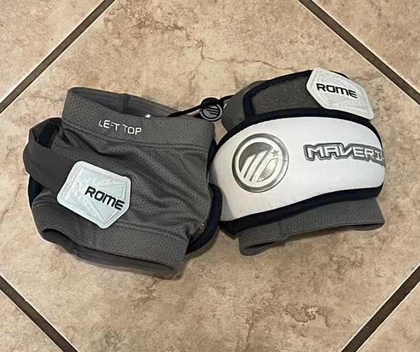 Large Adult Maverik Rome Arm Pads (Used) white / navy