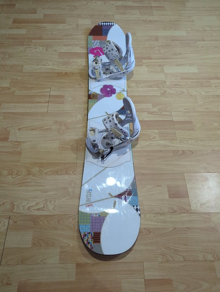 women's snowboard 154cm with white Burton bindings Large.