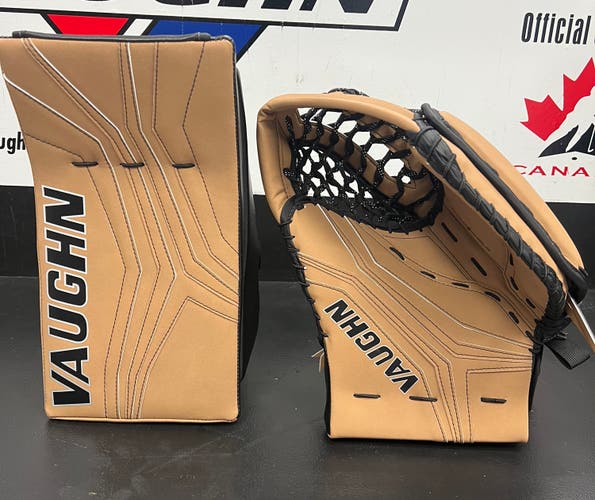 Vaughn V10 Pro Carbon Retro Tan Glove and Blocker