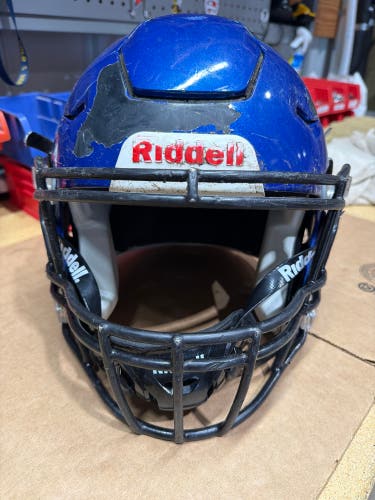 USED RIDDELL FLEX ADULT HELMET - MEDIUM - ROYAL BLUE METALLIC