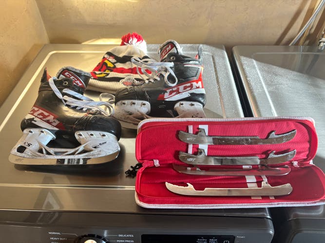 CCM JetSpeed FT4 Hockey Skates Regular Width Size 2 (Used) 3 sets of BT steel included