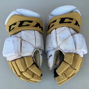 CCM JetSpeed FT1 Pro Stock Hockey Gloves 14” White GOLDEN KNIGHTS 8266