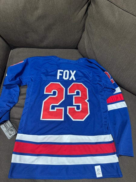 Adam fox team USA blue Olympics Jersey Mens size small new