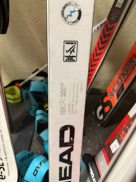 HEAD WC Rebels e-GS RD 188 cm Skis With Bindings Max Din 20 (Used