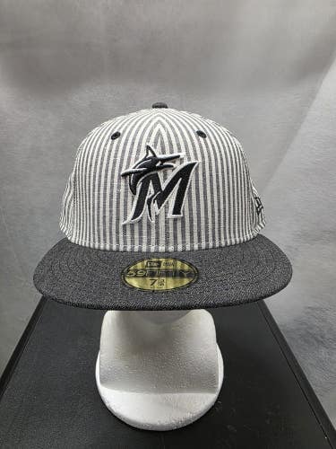 NWS Miami Marlins Searsucker New Era 59fifty 7 3/8 MLB