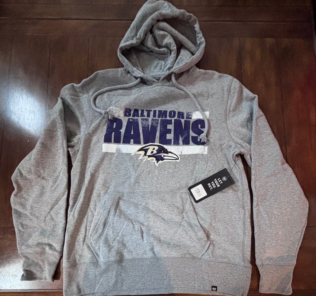 47 Brand Baltimore Ravens NFL Grey Hoodie Sweatshirt Men's M NWT