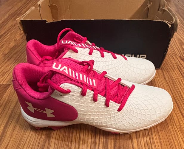 Pink Women's Size M 6.5 (W 7.5) Under Armour Mid Top Molded Cleats (New)