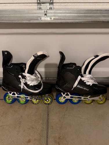Custom Bauer Shadow Roller Skates with Hi-Lo Kryptonium Chassis size 10.5 Fit 3 - NEW