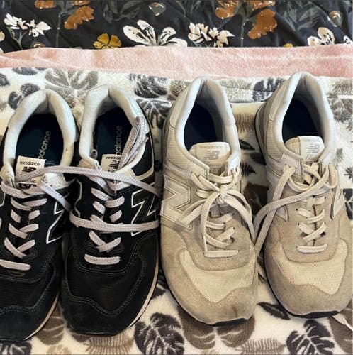 Men's Size M 10.0 (W 11.0) Adult New Balance 574 Shoes (Used) TWO PAIRS