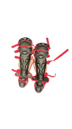 Used Mizuno SAMURAI Catchers Leg Guards Red Junior 11859-S000028506