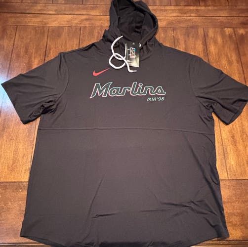 Miami Marlins — Dri Fit Short Sleeved Hoodie — Adult XXL NWT