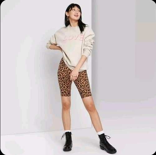 Wild Fable Leopard Print Womens Biker Shorts (Sz XS)