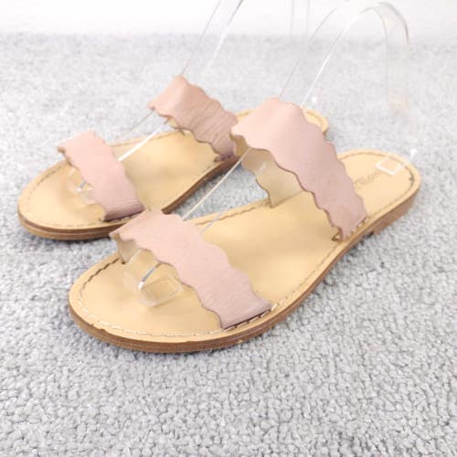 Sophia Milano Sandals Womens Size 7.5 Shoes Beige Flats Leather Made in Italy