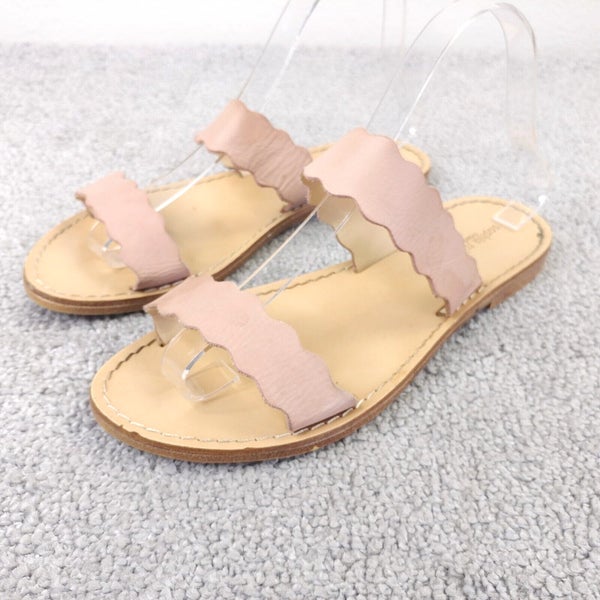 Sophia Milano Sandals Womens Size 7.5 Shoes Beige Flats Leather Made in Italy