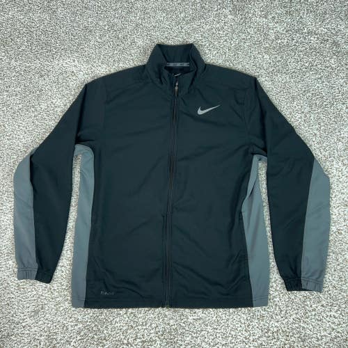 Nike Jacket Mens Large Black Full Zip Dri-FIT Track Colorblock Running Gym Top