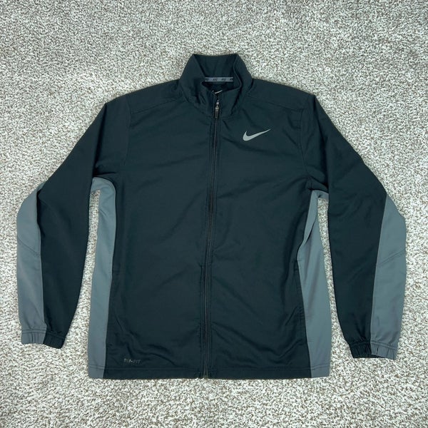 Nike Jacket Mens Large Black Full Zip Dri-FIT Track Colorblock Running Gym Top