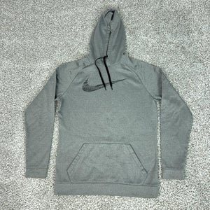 Nike Hoodie Mens LT Tall Gray Pullover Dri-FIT Fleece Sweatshirt Swoosh Athletic