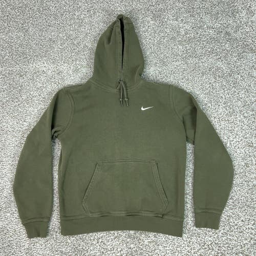 Nike Hoodie Mens Medium Green Pullover Sweatshirt Fleece Small Swoosh Logo Top