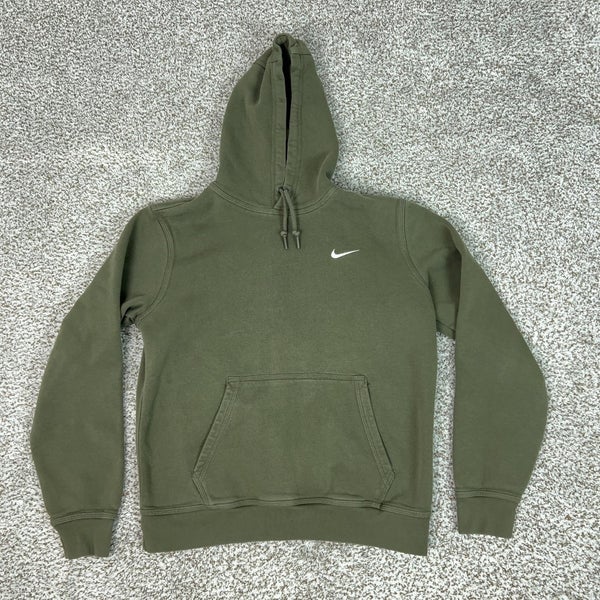 Nike Hoodie Mens Medium Green Pullover Sweatshirt Fleece Small Swoosh Logo Top