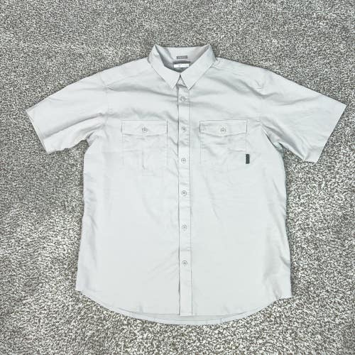 Columbia Shirt Mens Large Gray Short Sleeve Button Lightweight Vented Fishing