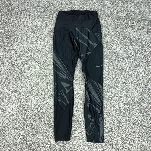 Nike Pants Womens Small Black Geometric Compression Leggings Running Gym Workout