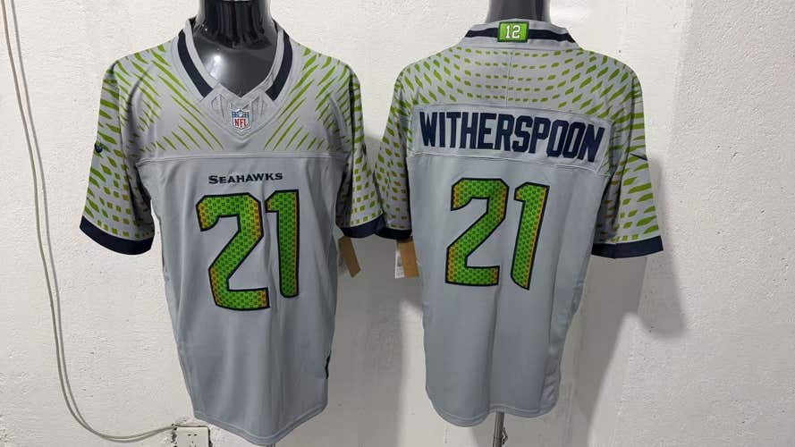Devon Witherspoon #21 Seattle Seahawks Jersey - Stitched Wolf Grey Alternate
