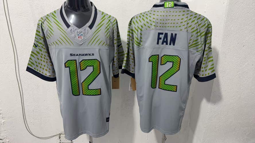 Seattle Seahawks "FAN" #12 Jersey - Wolf Grey Stitched 12th Man Alternate