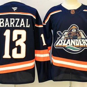 Mathew Barzal #13 New York Islanders Fisherman Jersey - Navy Stitched Retro Style