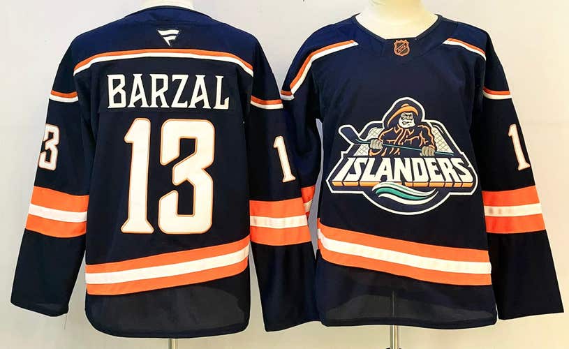 Mathew Barzal #13 New York Islanders Fisherman Jersey - Navy Stitched Retro Style