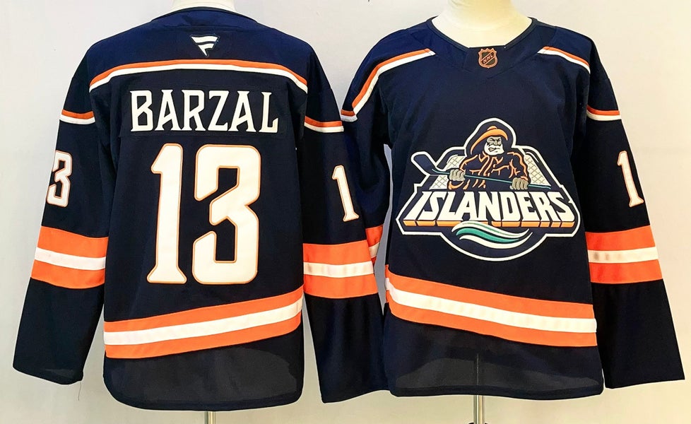 Mathew Barzal #13 New York Islanders Fisherman Jersey - Navy Stitched Retro Style