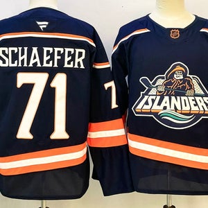 Schaefer #71 New York Islanders Fisherman Jersey - Navy Blue Stitched Throwback