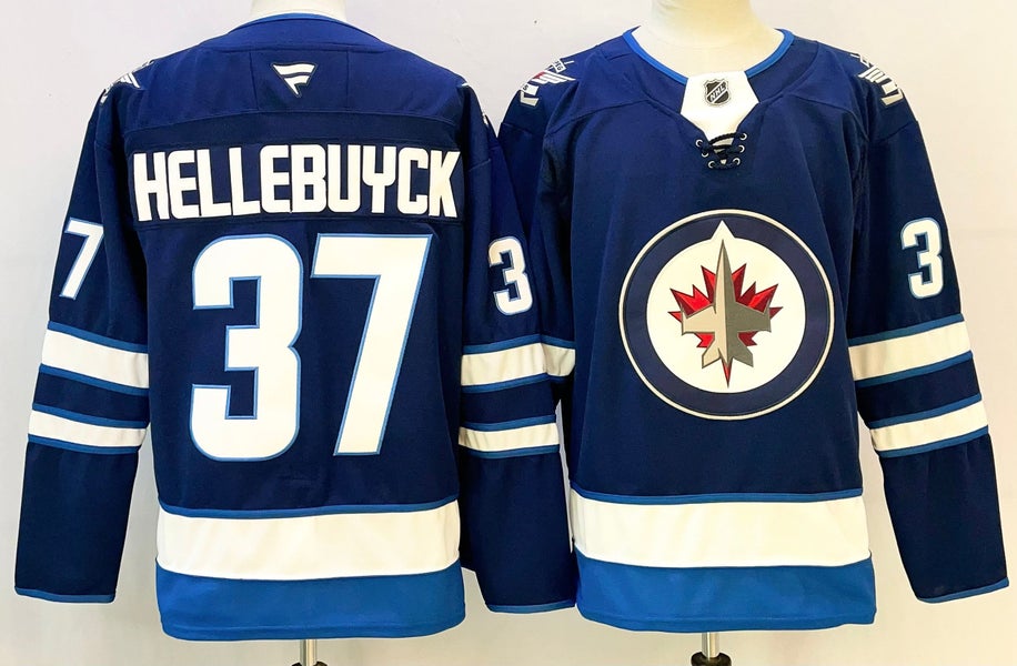 Connor Hellebuyck #37 Winnipeg Jets Jersey - Navy Blue Stitched Home NHL