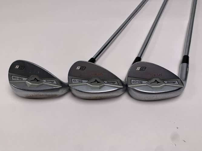 Mizuno S5 White Satin Wedge Set 50* 7 | 55* 13 | 58* 8 XP 105 Steel Mens LH