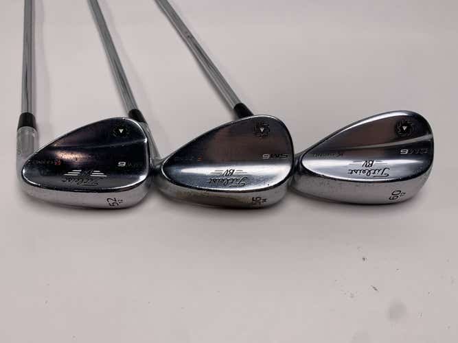 Titleist Vokey SM6 Tour Chrome Wedge Set 52* 12 | 56* 14 | 60* 12 Steel Mens RH