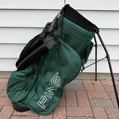 Ping Hoofer Golf Stand Carry Bag Dual Straps Green White 4 Way Dividers